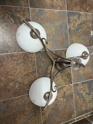 Lámpara de techo 3 luces metal plateado y vidrio 