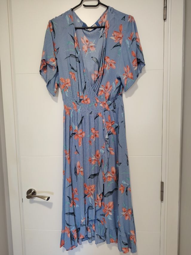 Vestido pareo azul floral