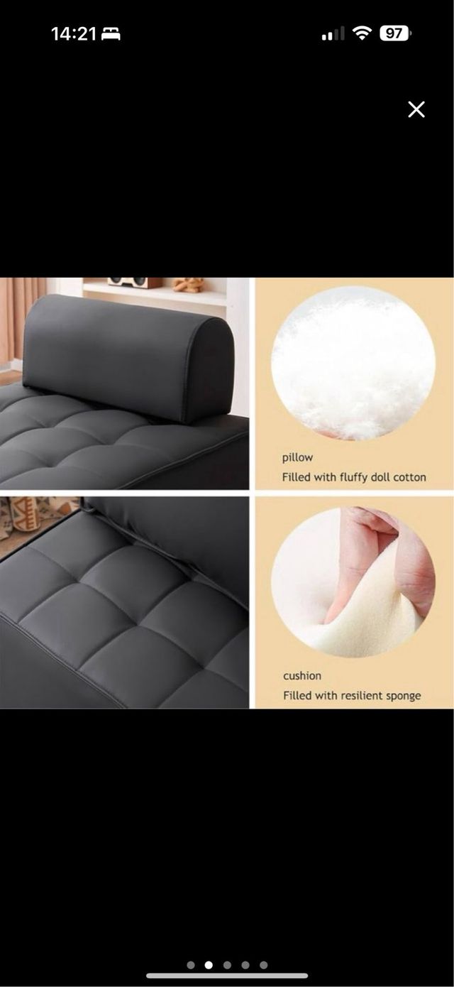 Mini sofa - Cuero sintético negro