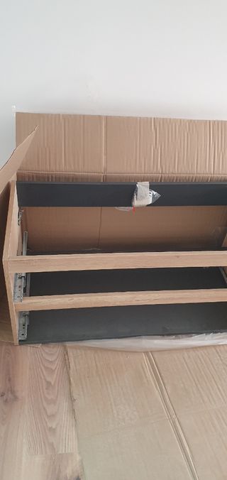 Mueble baño 100x50cm, 2 cajones, color roble