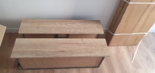 Mueble baño 100x50cm, 2 cajones, color roble