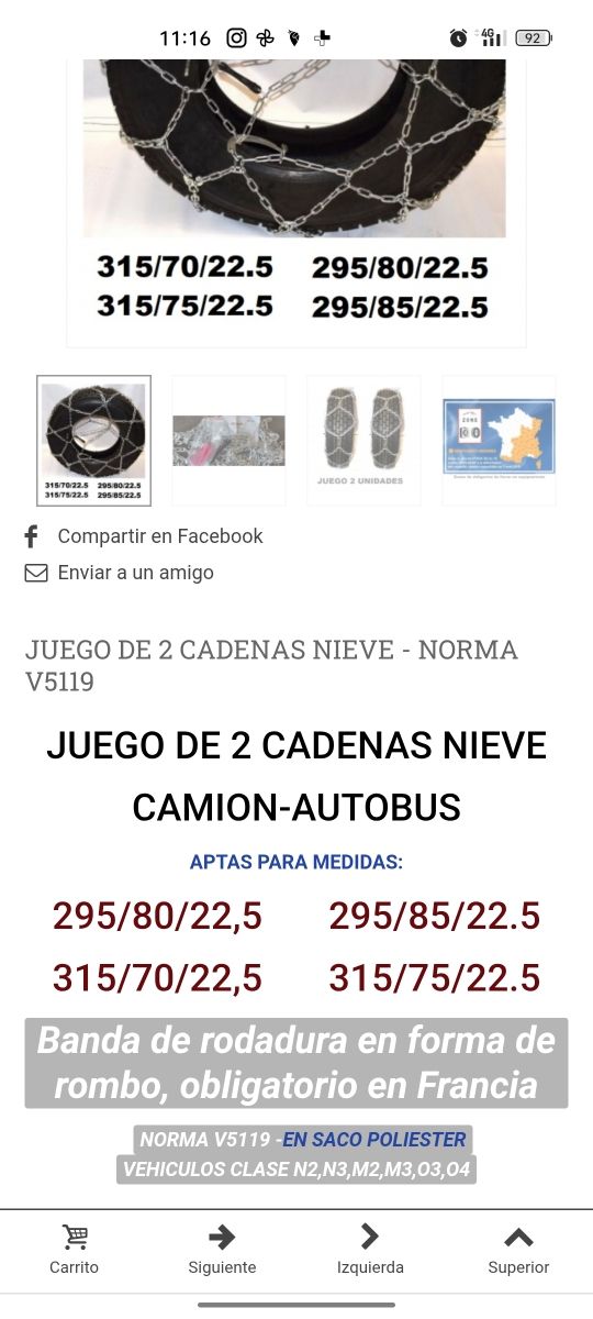 Cadenas nieve camión - 2uds