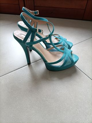 Sandali tacco alto color turchese