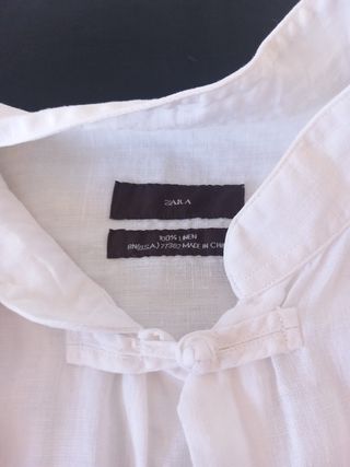 Camisa Zara lino blanca