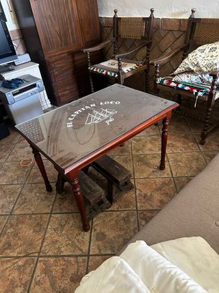 Mesa centro madera-cristal