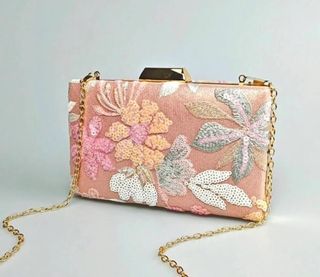 Clutch lentejuelas rosa-dorado