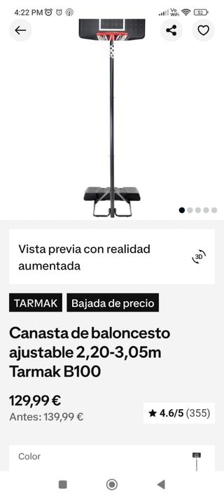 Canasta baloncesto Tarmak B100 regulable