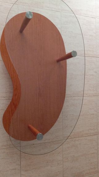 Mesa de centro comedor de cristal madera