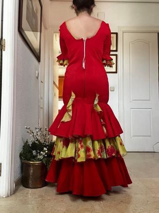 Traje Flamenca Rojo - Flores