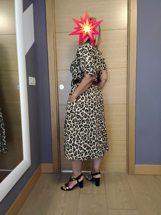Vestido midi leopardo talla XL