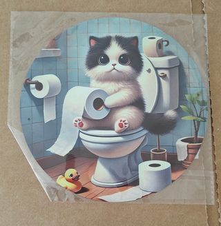 Placa metálica gato baño 