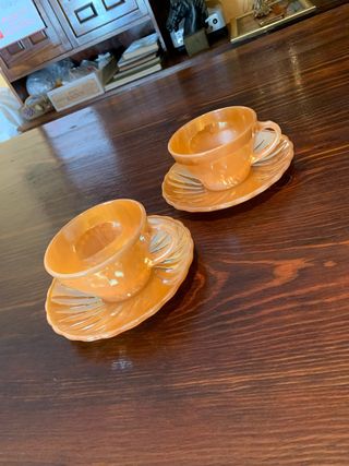 2 Tazas café vintage anaranjadas
