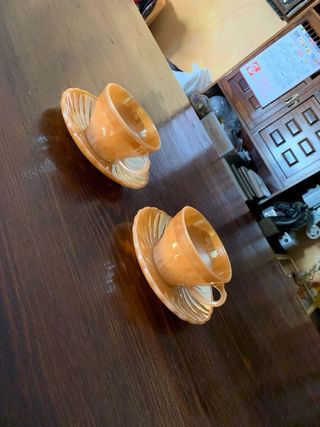 2 Tazas café vintage anaranjadas