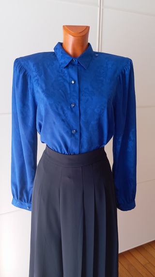 Blusa azul vintage años 80. Nueva