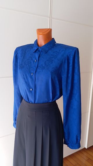 Blusa azul vintage años 80. Nueva
