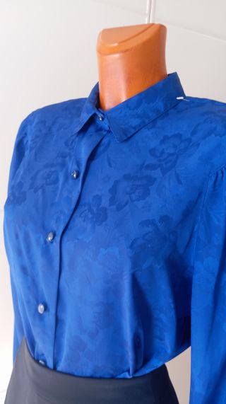 Blusa azul vintage años 80. Nueva