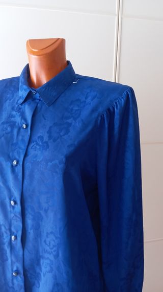 Blusa azul vintage años 80. Nueva