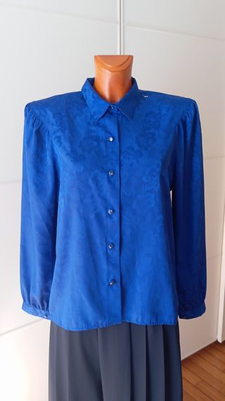 Blusa azul vintage años 80. Nueva