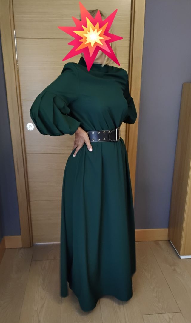 Vestido largo verde oscuro