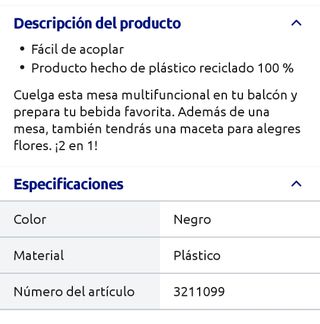 Mesa balcón con maceta Toledo - Action