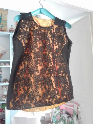 Top pizzo oro e nero