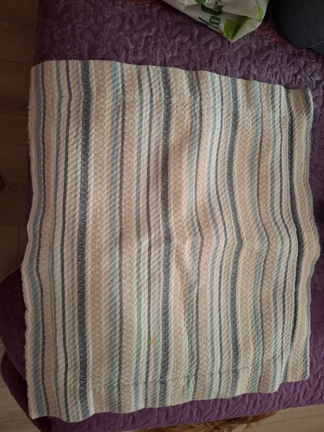 Cojín Hispanova rayas beige-azul