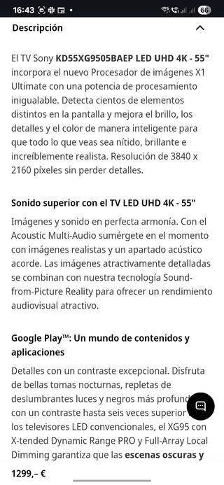 TV LED 55" - Sony KD-55XG9505 UHD 4K HDR