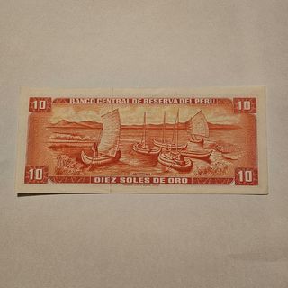 Billete 10 Soles Oro Perú 1969 SC