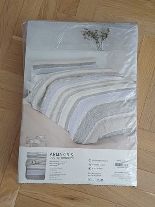 Funda nórdica Arlin Gris Duetto. Cama 200. NUEVA
