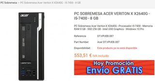 PC Sobremesa Acer Veriton X2640G - i5