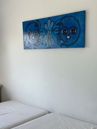 Cuadro azul decorativo - madera