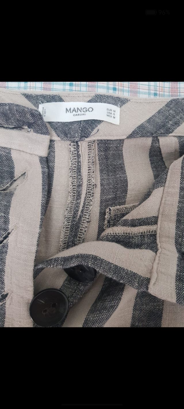 Pantalones MANGO rayas beige-negro M