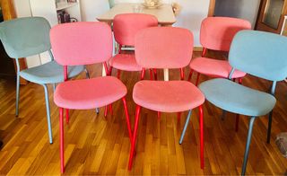 Conjunto de 6 Sillas Vihals Ikea rojas y azul