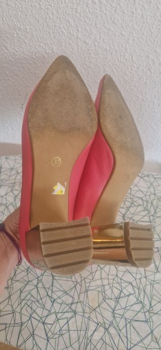 Zapatos tacón dorado rosa 37