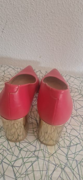 Zapatos tacón dorado rosa 37