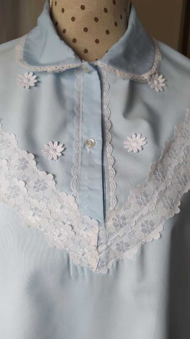 Camisón Tergal vintage azul