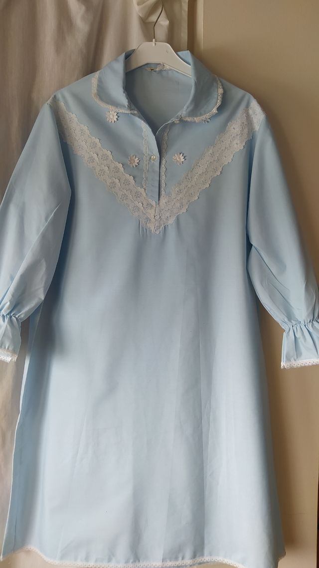 Camisón Tergal vintage azul