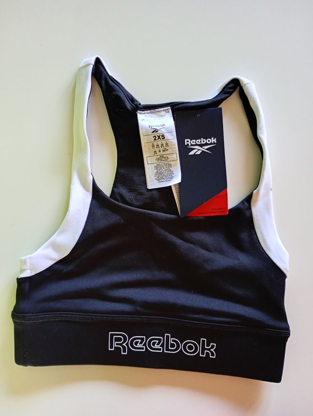 Top sportivo Reebok 2XS nero-bianco.
