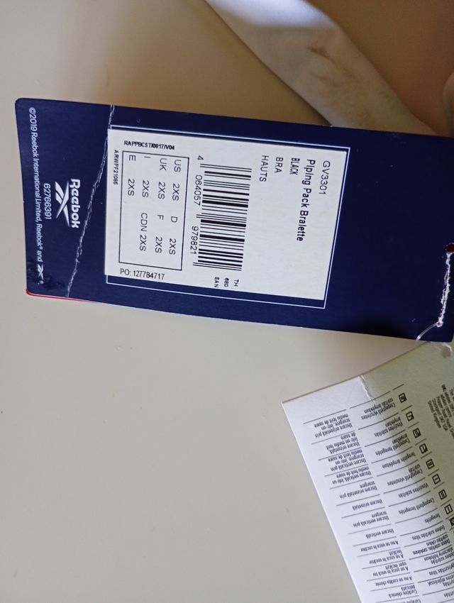 Top sportivo Reebok 2XS nero-bianco.