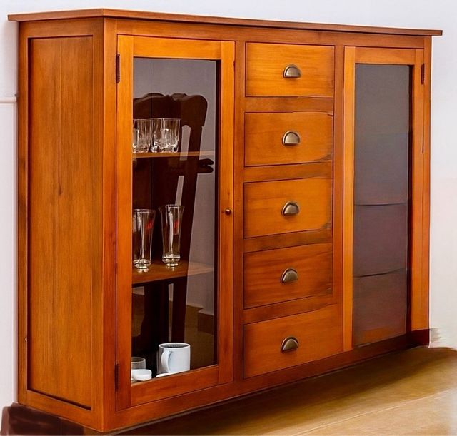 Aparador vitrina madera maciza rústico