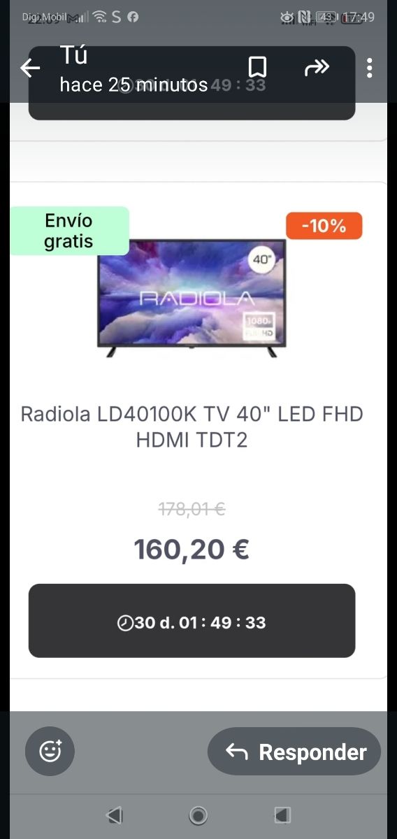 Radiola LD40100K TV 40" LED FHD