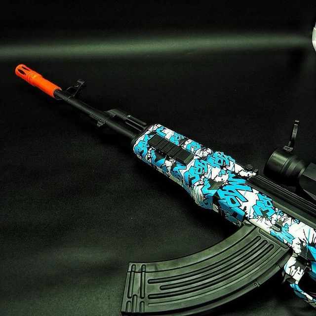 Pistola de Gel AK azul comic