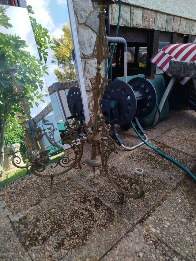 Lampara techo bronce antigua