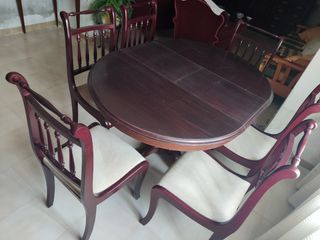 Mesa extensible + 6 sillas madera