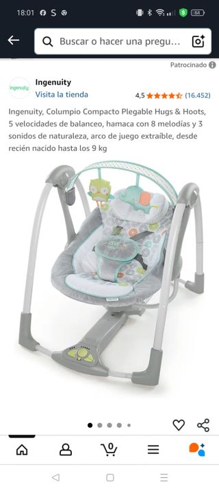 Hamaca Bebé - mecedora. Marca Ingenuity. 