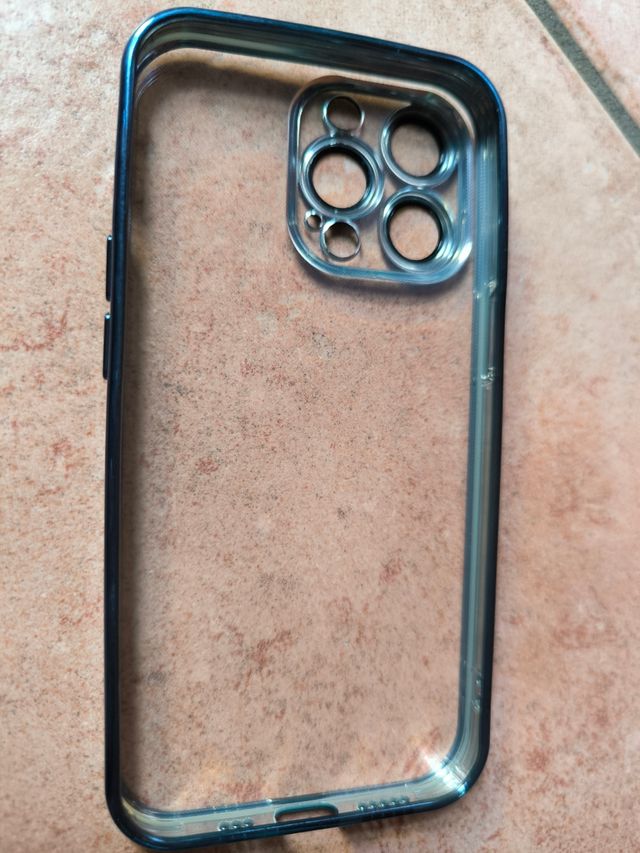 Cover iPhone 13 Pro Silicone bordi cromati Blu