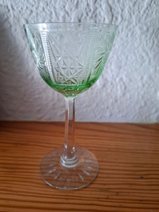 Juego cristalería antigua grabada