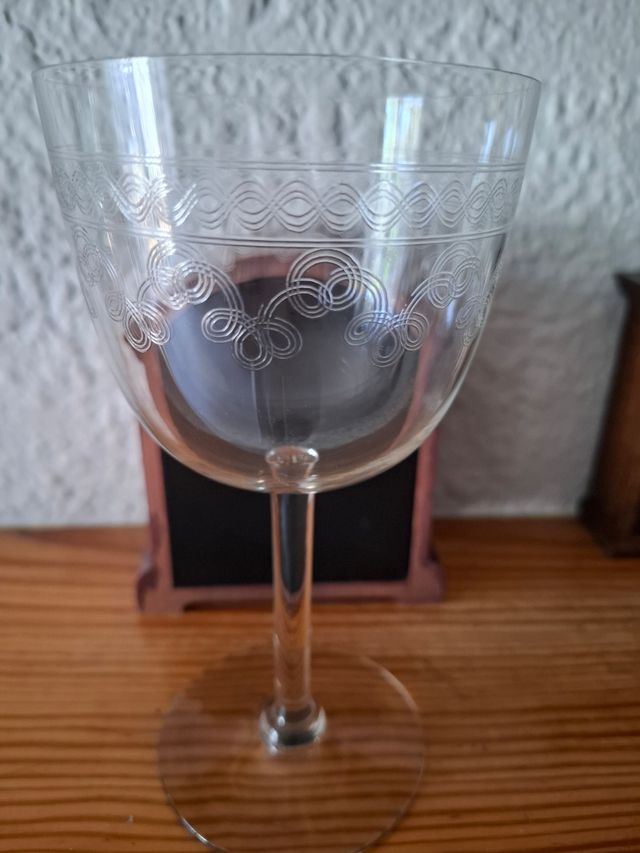 Juego cristalería antigua grabada