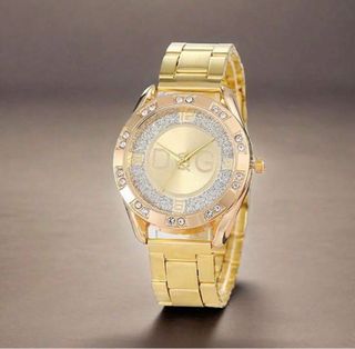 Reloj dorado mujer de acero con pedreria luxe