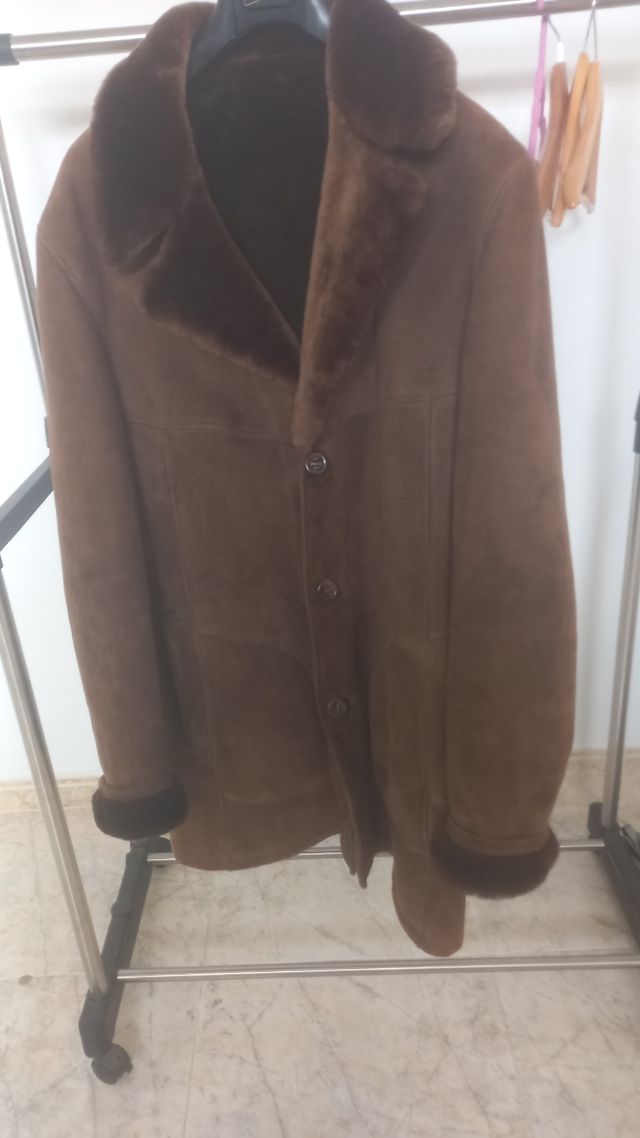 Abrigo piel vuelta marrón vintage